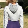 cropped women's hoody heather grey back view